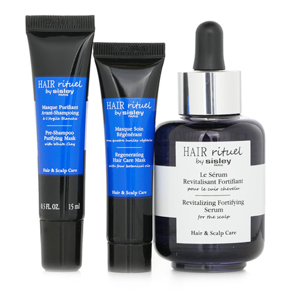 Sisley Hair Rituel Revitalizing Fortifying Serum: Serum 60ml+Pre-Shampoo Purifying Mask 15ml+Regenerating Hair Care Mask 15ml  3pcs