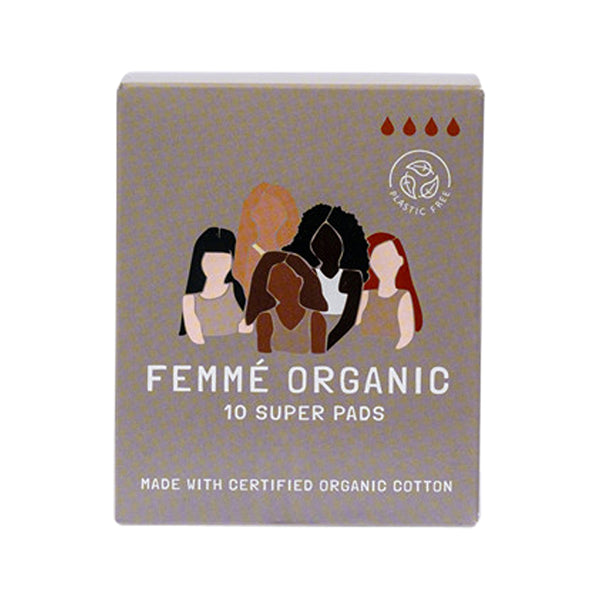 Femme Organic Organic Cotton Pads Super x 10 Pack