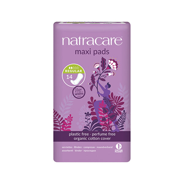 Natracare Maxi Pads Regular with Organic Cotton Cover x 14 Pack