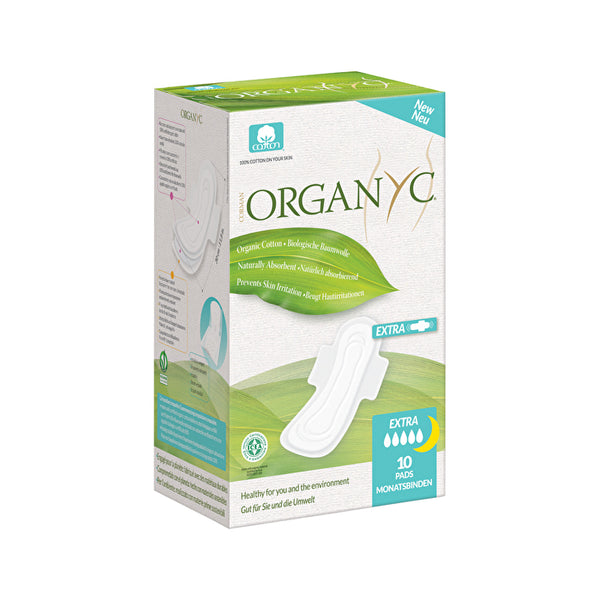 Organyc Organic Pads Ultra Thin with Wings Extra Long Extra Flow (Overnight) x 10 Pack